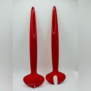 Tupperware Cranberry Acrylic Salad Spoon And Fork